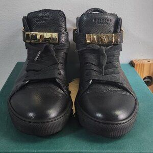 Buscemi Black and Gold High Top Sneakers